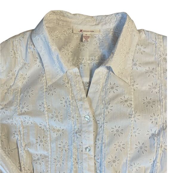 Vintage white flowered embroidered blouse -JM Collection - Picture 1 of 10